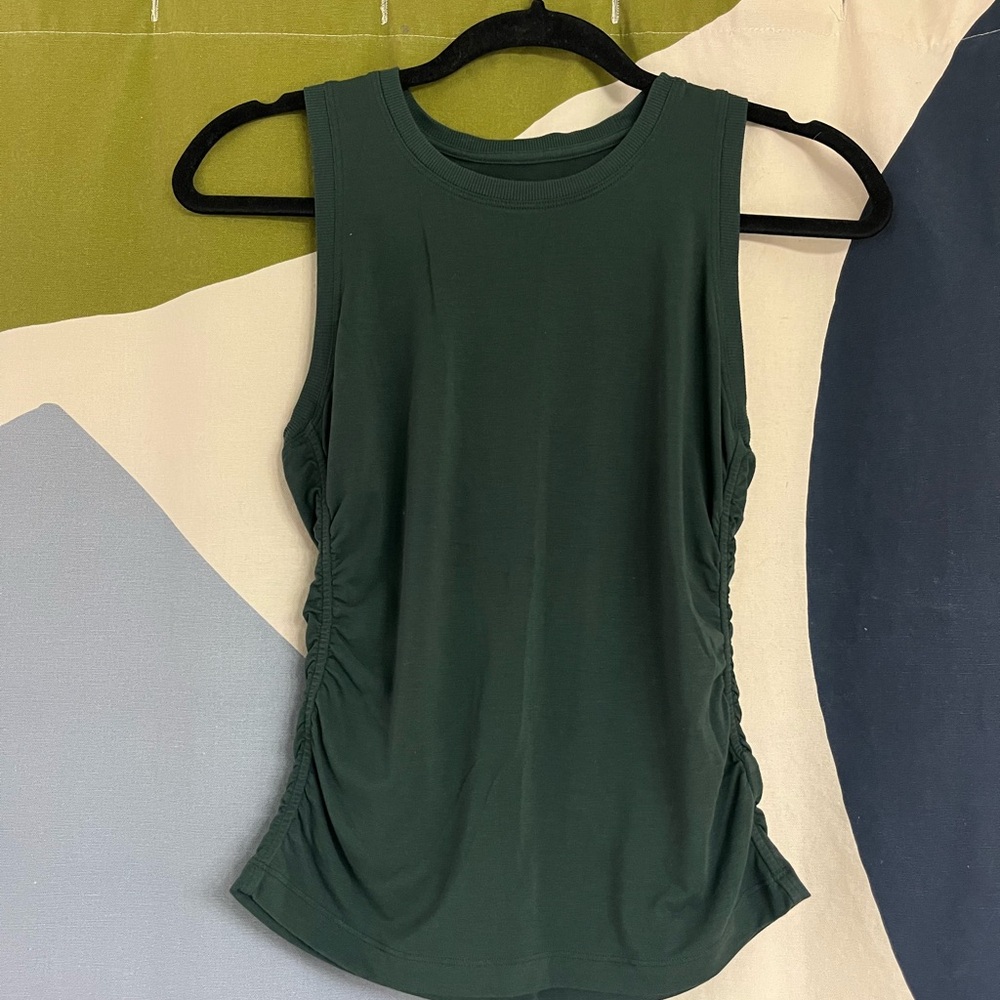 Athleta Forest Green Ruched Side Tank Top